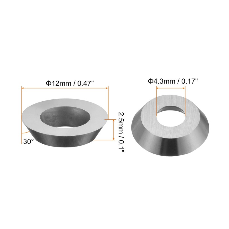 sourcing map 3pcs 12mm Round Carbide Replacement Insert Cutter 12x2.5mm-30°