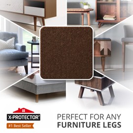 X-PROTECTOR Felt Furniture Pads - 48 PCS 1" - Felt Pads Floor Protectors - Chair Felt Pads - Felt Pads for Furniture Feet - Furniture Pads for Hardwood Floors - Protect Your Floors! (Brown, Square)