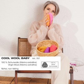 LANA GROSSA Cool Wool Baby | 100% Virgin Wool Merino, Felt-Free | Hand Knitting Yarn Made from 100% Virgin Wool (Merino) | 50 g Wool for Knitting and Crocheting | 220 m Yarn FB 268