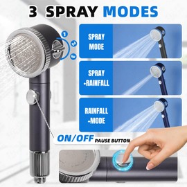Duschkopf mit Filter, Hochdruck Handbrause mit 1,5M Schlauch, 3 Strahlarten Sparduschkopf für Entfernen vom harten Wasser,Duschbrause mit EIN/AUS-Schalter für Hartes Wasser,Rest-Chlor,Schwermetall