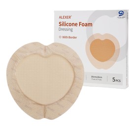 Jointown Foam Super Absorbent Wound Care Dressing, Adhesive Silicone Sacral Foam Dressing with Border, Waterproof Bed Sore Bandages, 7"x7", 5 PCS