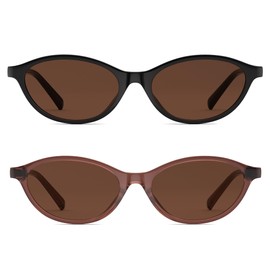 ELITERA Retro Oval Polarized Sunglasses for Womens:Men Cat Eye Trendy Sunglasses Sunnies Lightweight UV Protection(Tea+BlackTea,53mm)