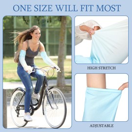 Suhine 2 Pair Driving Fingerless Sun Sleeves Adjustable Arm Sleeves for UV Protection Cooling Arm Sleeves for Women(Gradient Color)