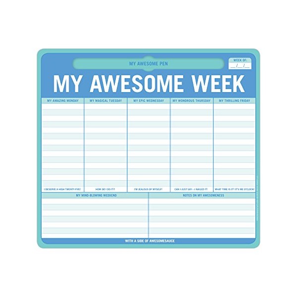 Knock Knock My Awesome Week Paper Mouse Pad, Weekly Calendar Pad & Daily to Do List Pad, 9.5 x 8-Inches