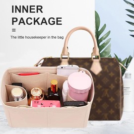 Purse Organizer Insert Fit LV Speedy 20 Tote Felt Organizer Bag Shaper Y061khaki-S
