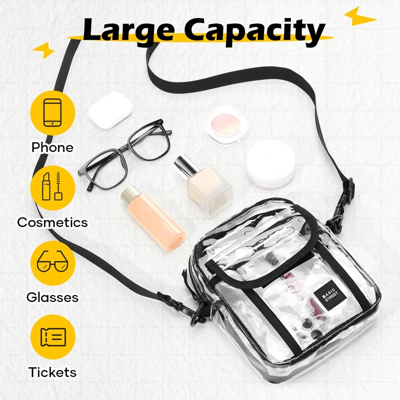 SEAFEW Large Clear Purse Stadium Approved CrossBody Bag for Men