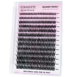 COOANTTY Eyelash Clusters Wispy Lash Clusters Natural Look Lashes 8-16mm Cat Eye Lashes Volume Cluster Lashes Individual Lashes Vegan Lash Extensions False Eyelashes at Home