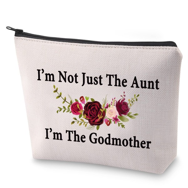 BLUPARK Godchild - Bolsa de cosméticos para madrina con texto en inglés "I Am Not Just The Aunt I Am The Godmother, No soy sólo la tía
