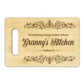 BEHIFL Granny Gifts Cutting Boards for Kitchen, Mother's Day Birthday Gifts for Grandma from Grandkids Chopping Board, Everything Tastes Better Where Granny's Kitchen Decorative Bamboo Cutting Board