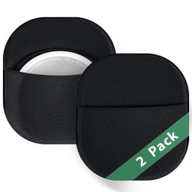 Criyar 2 Pack Adhesive Holder for AirTag 2nd & 1st Generation, Stretchy Spandex Fabric Tracker Cover, Suitable for Luggage, Clothing, Laptops Backpacks, Bike and Outdoor Activities, Black