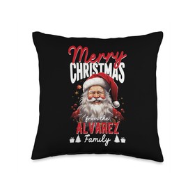 Alvarez Matching Family Christmas Shirt Xmas Gifts Merry Christmas from The Alvarez Family Santa Claus Costume Throw Pillow, 16x16, Multicolor