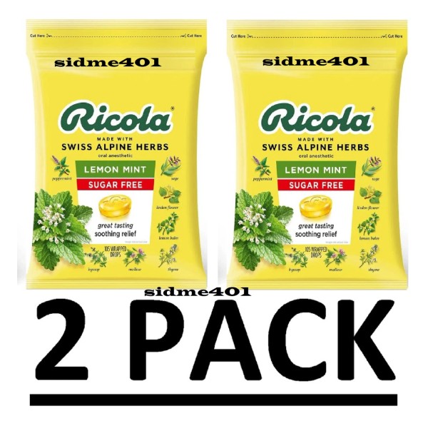 Ricola 2 PACK - Ricola Sugar Free Lemon Mint Drops,
