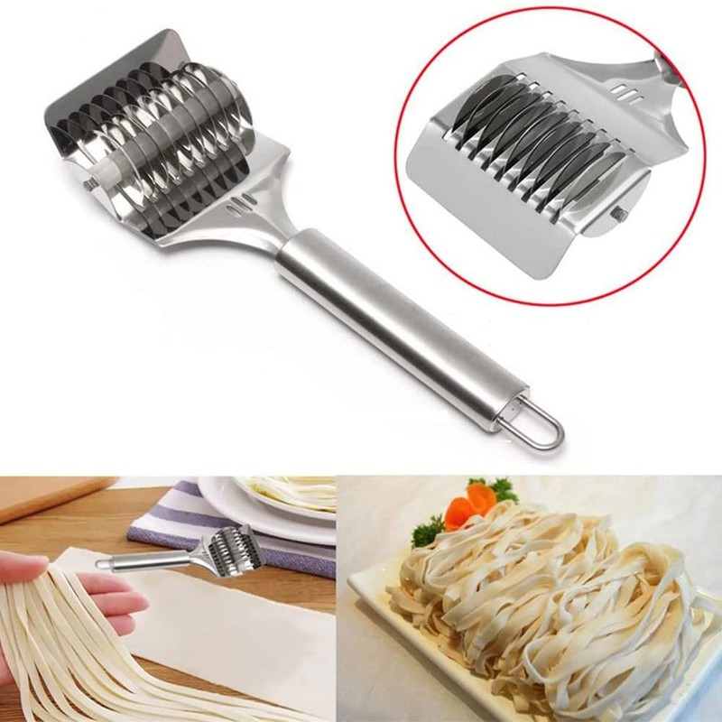Stainless Steel Noodle Cutter and Lattice Roller - Pasta Spaghetti