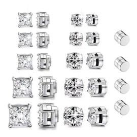 12 Pairs Magnetic Earrings Men Women Magnetic Earrings Men's Magnetic Earrings Magnetic Earrings for Men Magnetic Design Suitable for Men and Women Round / Square 4-8mm