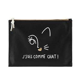 DLP - Celia Je Suis Comme Chat Noir Pencil Case Black Toiletry Bag, black, toiletry bag