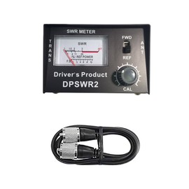 Driver's Product SWR Meter for CB Radio Antennas Heavy Duty Metal with SO-239 Input and Output with 3' Jumper Coax Cable - Black
