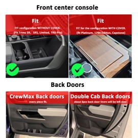 auovo Cup Holder Insert Liners Compatible with Toyota Tundra Accessories 2025 2024 2023 2022 Custom Non-Slip Anti Dust Cup Holder Door Pocket Liner Center Console Interior Mats (Red Trim, 31-pc Set)