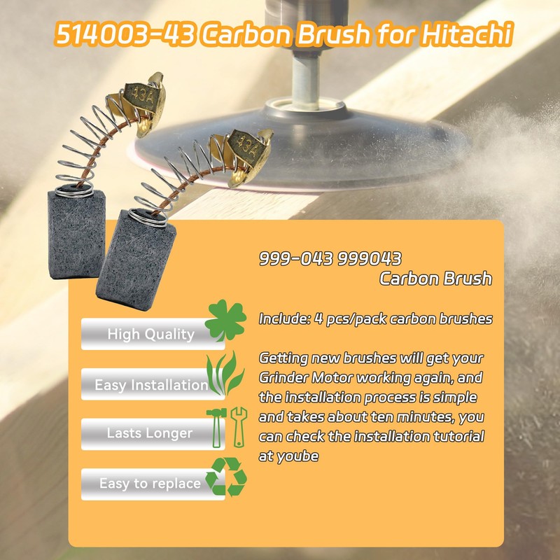 999-043 999043 Carbon brush Replacement for Hitachi Angle Grinder Replaces