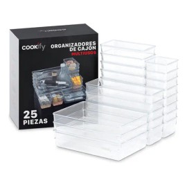 Contenedores Organizadores De Cajones Cocina 25 Pz Cookify Color Transparente