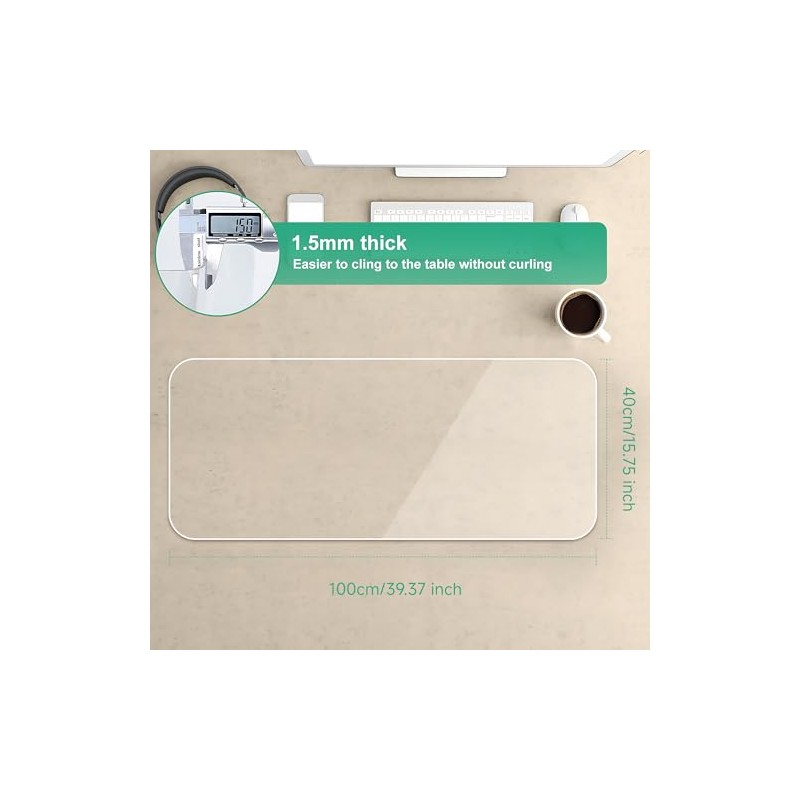 NATRKE Tapete de escritorio transparente grande de 39.4"x15.7", protector de