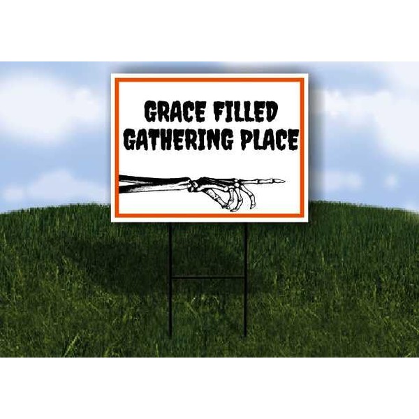 GRACE FILLED GATHERING PLACE Halloween Skeleton Right Arrow Single Sided