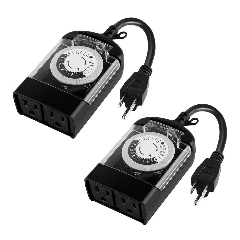 M EGA MEGACUBE Outdoor Timer Outlet Waterproof, 24 Hour Mechanical