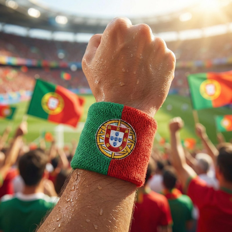 Flaggenfritze Portugal Sweatbands with Free Sticker, Set of 2, Each