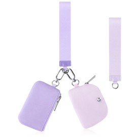 Babysun Zip Around Keychain Wristlet Wallets for Women Dual Pouch Coin Purse with 2 Detachable Keychains Portable Upgrated (Purple)