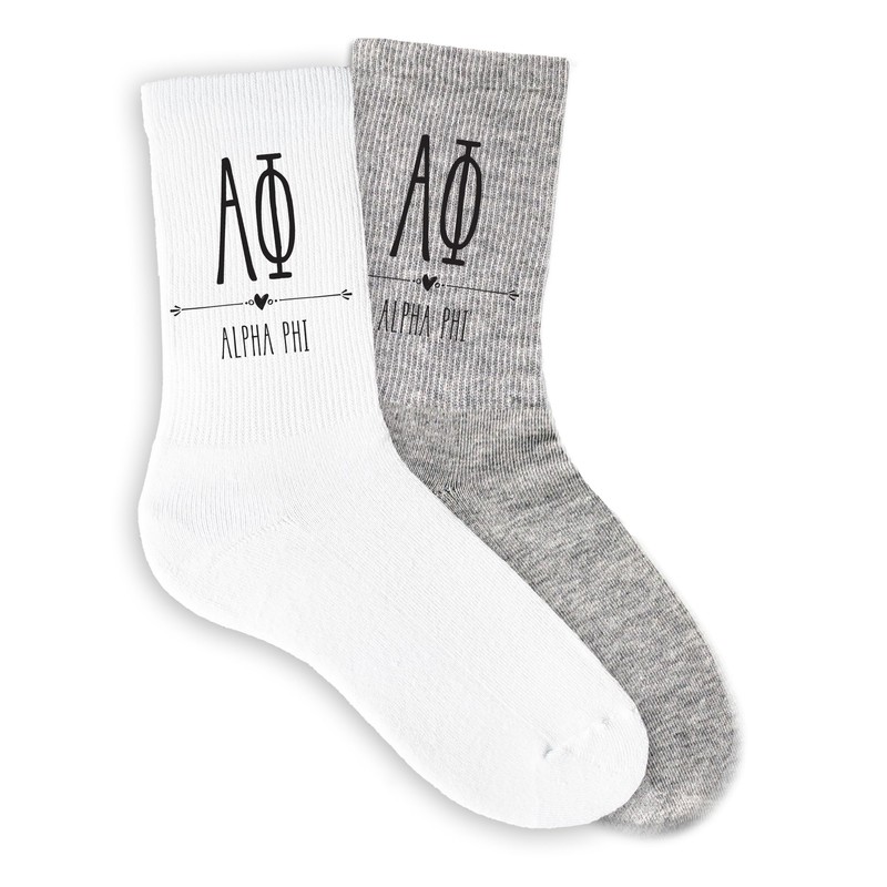 Alpha Phi Sorority Crew Socks for Women - Custom Printed