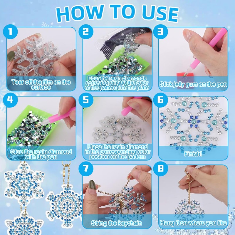 XLZJYIJ 5D Diamond Painting Christmas Pendant Children, Pack of 12