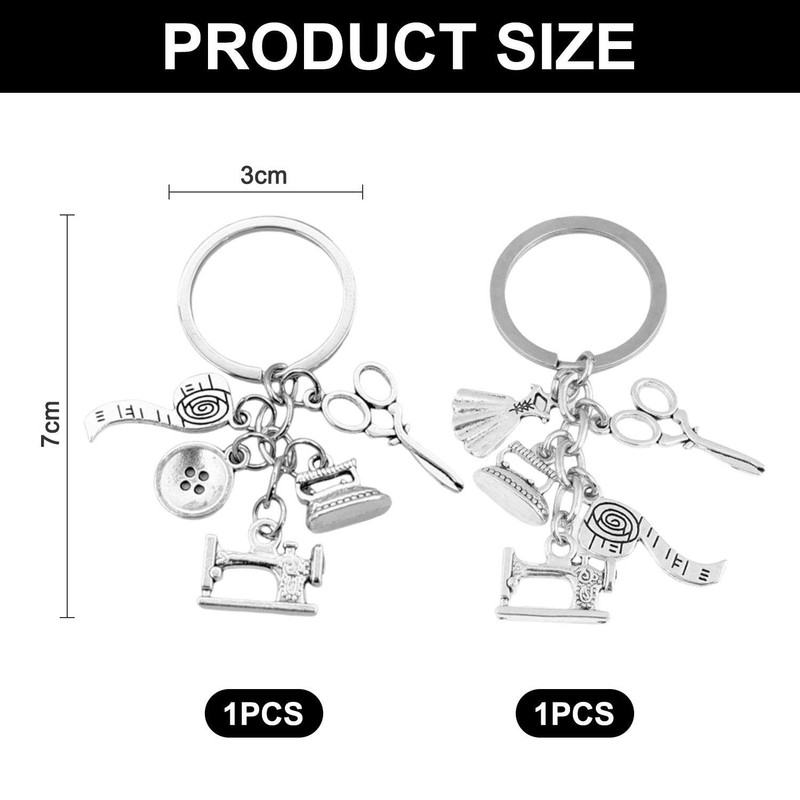 Pack of 2 Sewing Keyrings with Creative Design, Key Fob