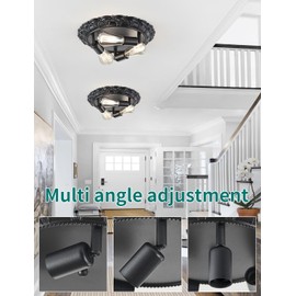 SIJINCHEN Black Flush Mount Ceiling Light Fixture,14Inch 3-Light Hallway Light Fixtures Ceiling,Light Fixtures Ceiling Mount for Farmhouse,Kitchen,Entryway (2 Pack)