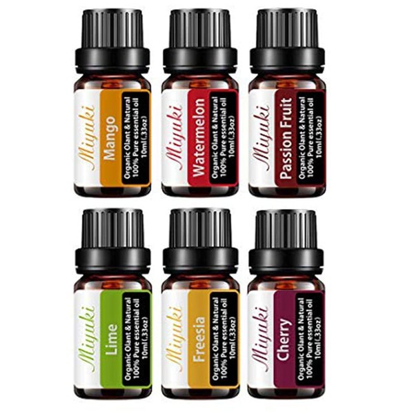 Essential Oil Sets - for Diffuser,Humidifier with Mango,Watermelon,Passion Fruit,Cherry,Lime,Freesia Essential Oils 6 X 10 ML