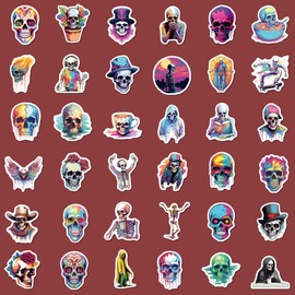 Vimdier 102Pcs Skull Stickers, Funny Skeleton and Gothic Vinyl Waterproof Stickers for Laptop, Skateboard, Water Bottles, Computer, Phone - Horror Themed for Teens and Adults