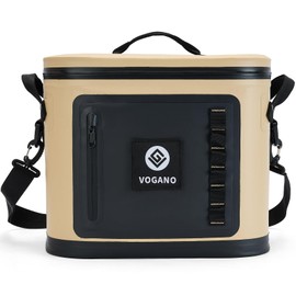 Vogano Soft Cooler - Insulated Leak-Proof Cooler Bag with Waterproof Zipper | 28 Can Portable Ice Chest for Camping, Beach, Travel, Picnic, Fishing (Khaki)