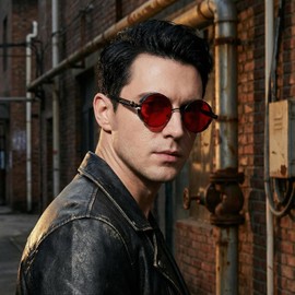 FEISEDY Gafas de Sol Steampunk Góticas Vintage Retro Marco de Metal Redondos para Hombres Mujeres UV400 B1857