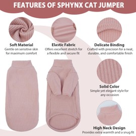 Hjyokuso Cat Clothes - Sphynx Clothing, Pink Jumper, Breathable Pyjamas, Warm Coat, Sweater, Vest for Sphynx and Cornish Rex - XXL