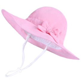 Baby Sun hat, Sun Protection Girl hat Children UV Protection Bow with Ties and Neck Protection Foldable Summer hat Pink
