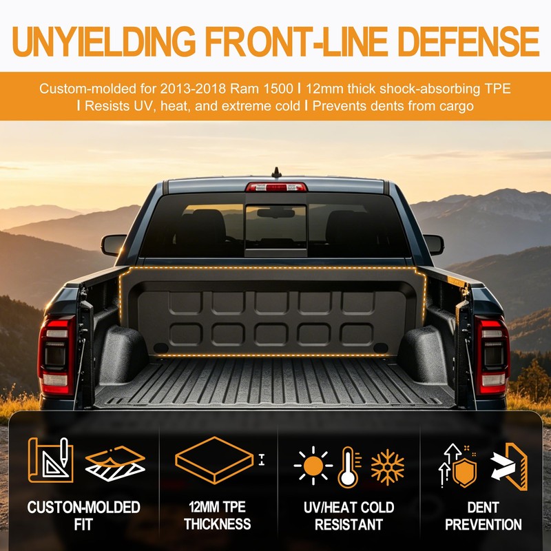 Front Bed Panel Protector Fit for 2013-2018 Ram 1500- Heavy