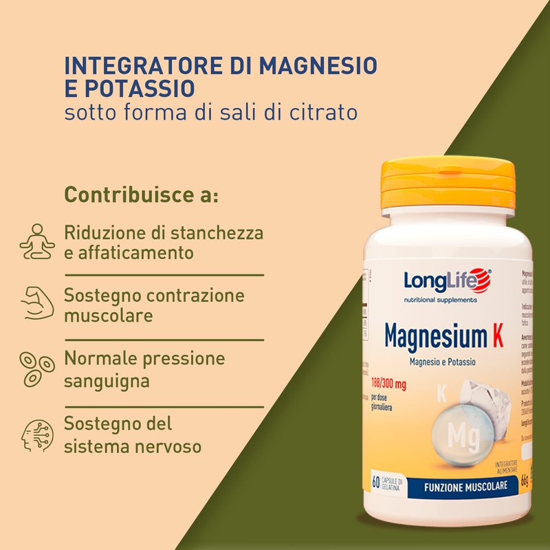 LongLife® Magnesium K | Integratore magnesio e potassio | Funzione