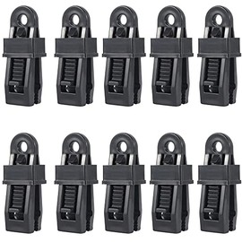 Tent Clips, Tent Fixing Clips, Plastic, Alligator Type, Tarp Clips, Strong Fixing, Windproof, Tarp Clips, For Outdoor Camping, Tent Tarps, Easy to Install, Easy to Carry, Pack of 10, Black