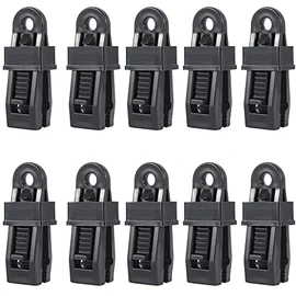 Tent Clips, Tent Fixing Clips, Plastic, Alligator Type, Tarp Clips, Strong Fixing, Windproof, Tarp Clips, For Outdoor Camping, Tent Tarps, Easy to Install, Easy to Carry, Pack of 10, Black