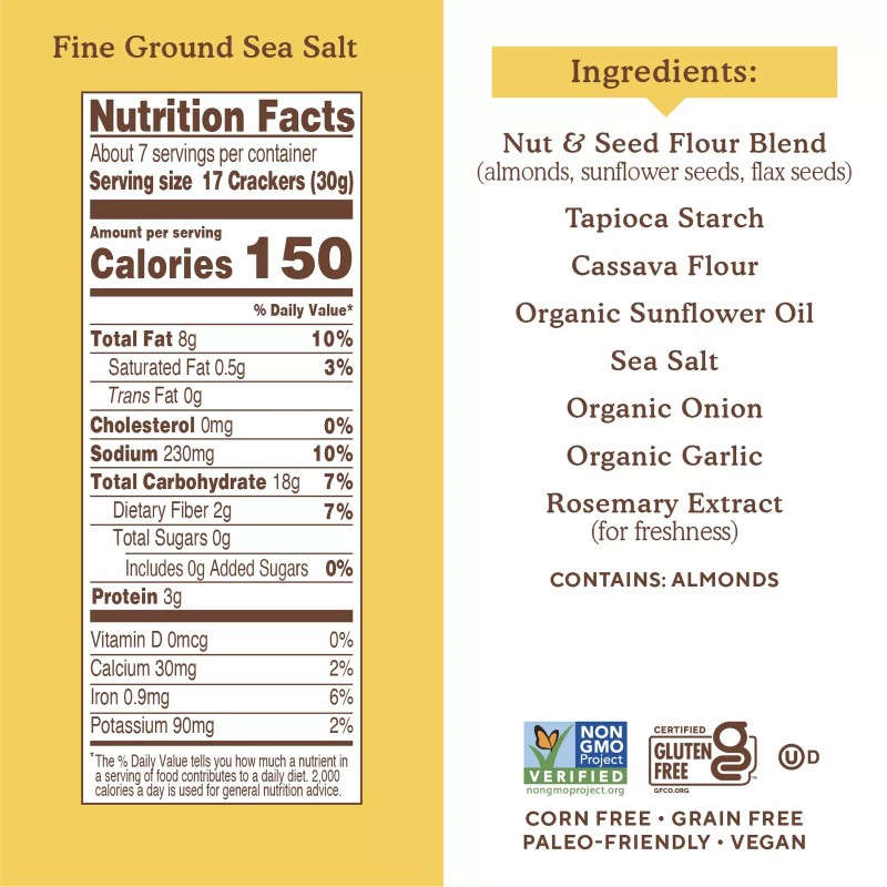 Simple Mills Almond Flour Sea Salt Crackers 7 oz (Pack