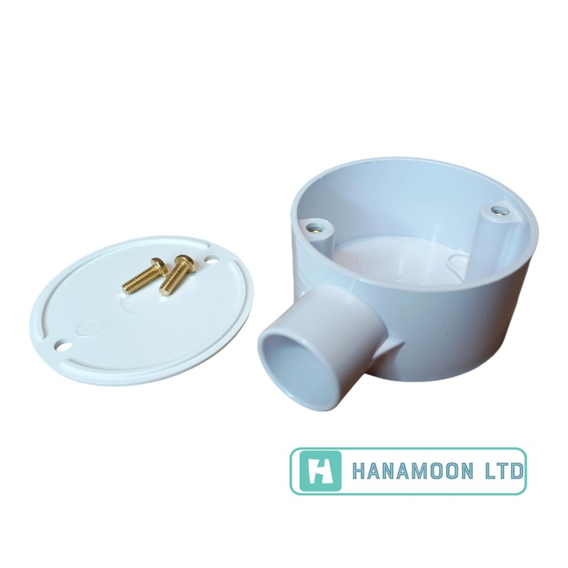 White 25mm PVC Conduit Box 1 Way Terminal Box with