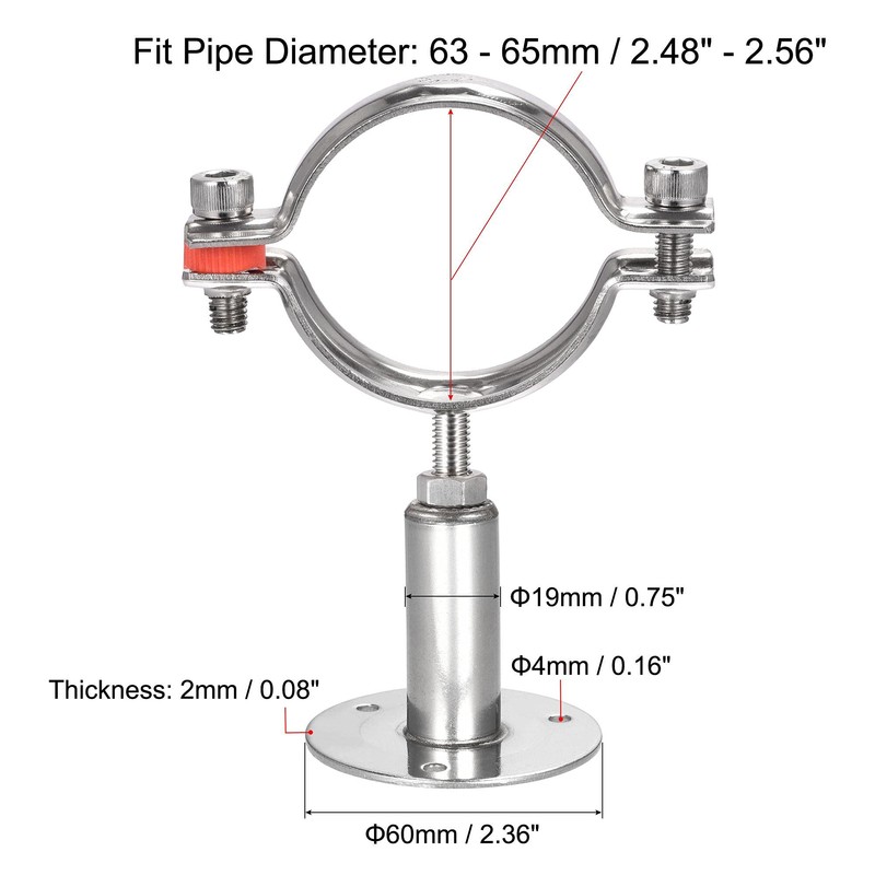 sourcing map Wall Mount Ceiling Mount Pipe Support, 304 Stainless