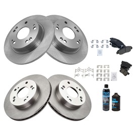 TRQ Front and Rear Brake Pad & Rotor Kit Brake Chemical Kit Brake Pads Brake Rotor Ceramic Compatible with 2006-2011 Honda Civic