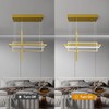 FDPBY Modern LED Chandelier 3 Rings Rectangle Gold Pendant Light