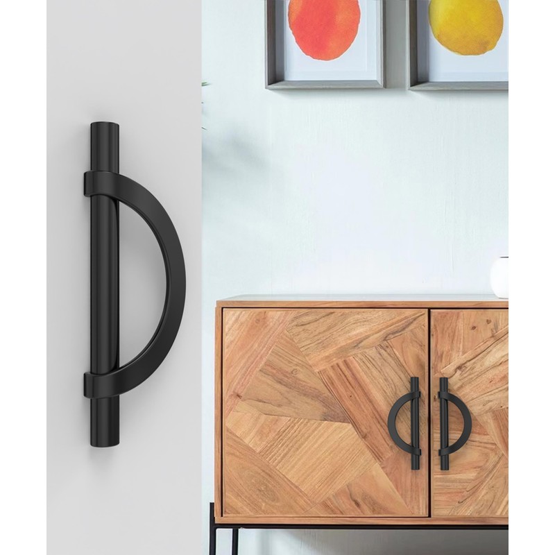 Coinkoly 10 Pack Black and Nickel Cabinet Pulls 5 Inch