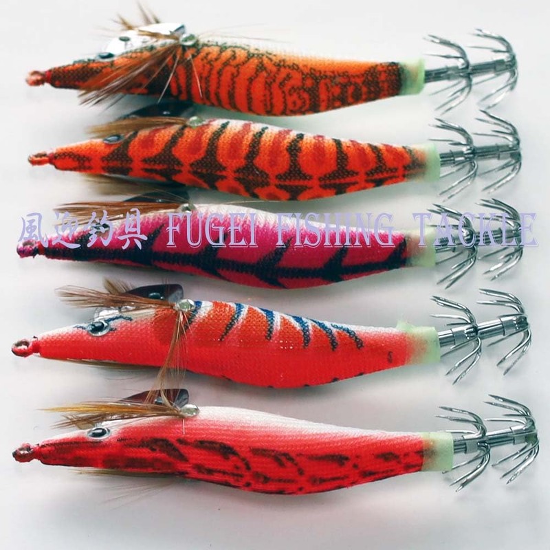 A20egi20h5POR No. 2.0 Egi Pink/Orange/Red Set of 5, Luminous Squid