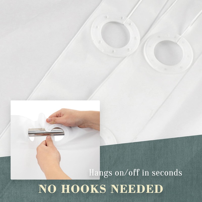 No Hook PEVA Shower Curtain or Liner - 8G Heavy